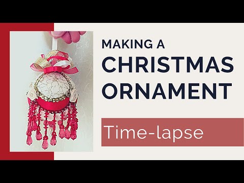 Making a Christmas Ornament, Drapes with Bead Fringe Time-lapse