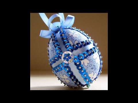 Making a Four Crosses Fabric and Sequins Easter Egg Ornament