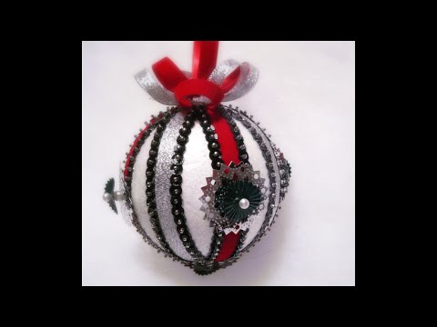 Making a Red Velvet Ribbon Sequined Christmas Ornament