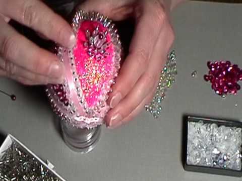 Making a Pink Glitter and Sequins Christmas Ornament