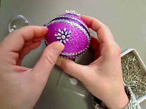 Making a Sugar Plum glitter and sequins Christmas Ornament