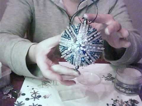 Making a Blue and Silver Sequined Christmas Ornament